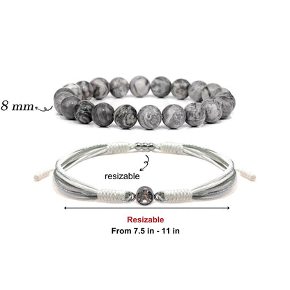 Crgwxzl April Birthstone Bracelets for Women Men,Healing Crystal Protection Stone Map Stone Beads Bracelet,String Wrap Zodiac Month Bracelets Birthday Jewelry Gifts