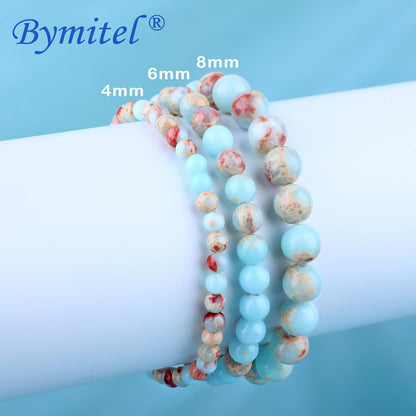 Bymitel 6mm Agalmatolite Jasper - Handmade Reiki Gemstone Stretch Bracelet, Natural Beauty & Spiritual Essence, Crystal Healing for Unisex Adults