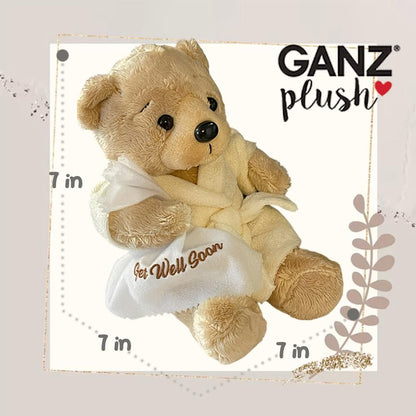 Ganz Get Well Soon Teddy Bear | Feel Better Gifts for Women, Men, Kids, Boys & Girls | Plush Bear for Recovery, Hospital Stay, Surgery Get Well Gift | Cream Robe
