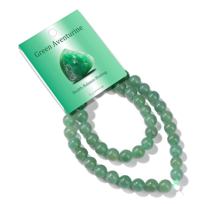 Risyfjew 50PCS 8mm Natural Green Aventurine Beads Gemstone Round Loose Beads for Jewelry Making Chakra Crystal Stone Beads for Bracelets Necklace Earrings Making Supplies (50pcs/Strand)