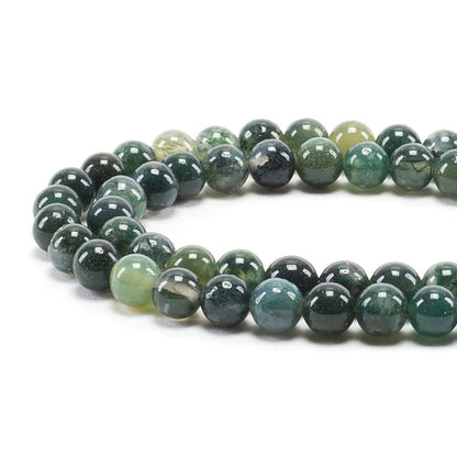 Cherry Tree Collection | 100PCS 6mm Moss Agate Gemstone Round Beads for Jewelry Making | Includes Storage Box, Elastic String, and Needles