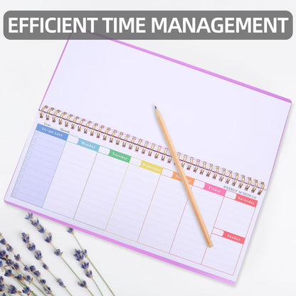 LALAFINA Brilliant Weekly Scheduler Undated Desk Planner Calendar Planning Pad for Whole Year School Home Office, Purple, 12X4.8 Inch