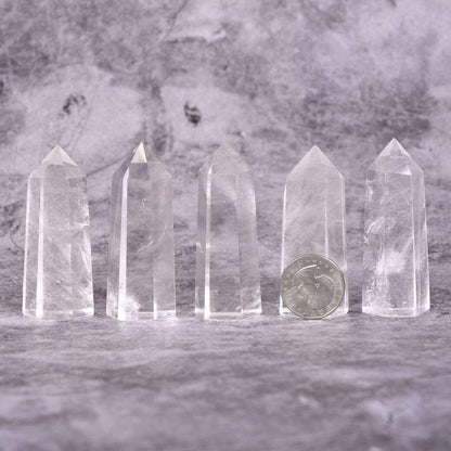 Angelstones Natural Clear Quartz Gemstone Healing Crystal Hexagonal Pointed Reiki Chakra Faceted Prism Wand Carved Stone Figurine Home Decor