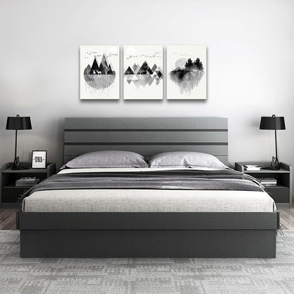DZRWUBHS Large Abstract Wall Art - 3 Pieces, Black And White Mountain Geometric Wall Painting For Living Room, Office, Bedroom Decor