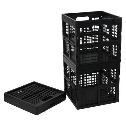 Utiao 18 L Collapsible Storage Crates, Square Plastic Crates, Black, 3 Pack