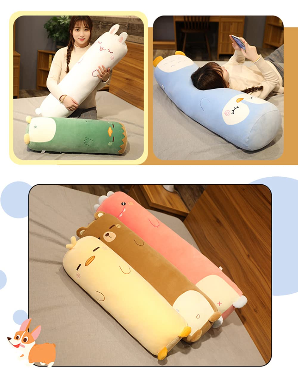 MUPI Long Plush Cute Body Pillows 27" Cuddle Stuffed Animal Shaped Bed Body Pillows Soft Cotton Plushies Doll Toy Gifts (Dinosaurs, 27 Inch)