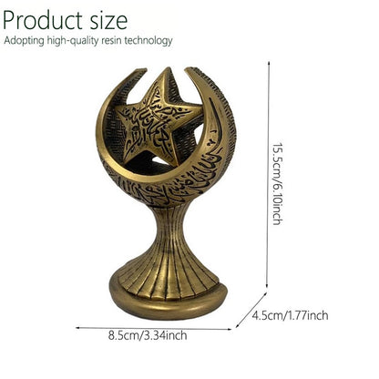 Mingzhang Ramadan Decorations for Home, Islamic Crescent Moon Star Statue, Eid Mubarak Table Centerpiece, Gold Ramadan Decor Ornament Gift