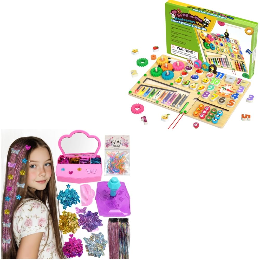 AOSITE Montessori Toy Wooden Board for Toddlers Hair Gems for Girls