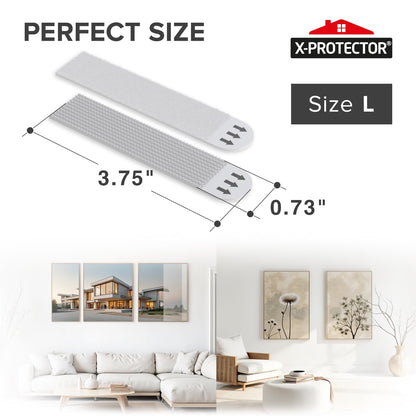 X-Protector Picture Hanging Strips - 20 Pairs Damage Free Picture Hangers - Self Adhesive Hangers Without Nails - Heavy Duty Wall Hanging Strips - Wall Sticky for Hanging Up to 20 LBS (Size L)