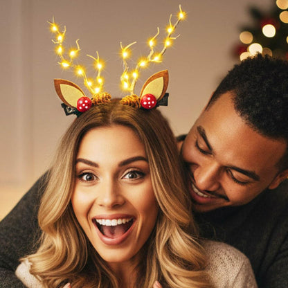 Bartosi LED Light Christmas Hair Clips Reindeer Antlers Xmas Hairpins Hair Barrettes Cute Head Pieces Hair Accessories for Women (Pack of 2)