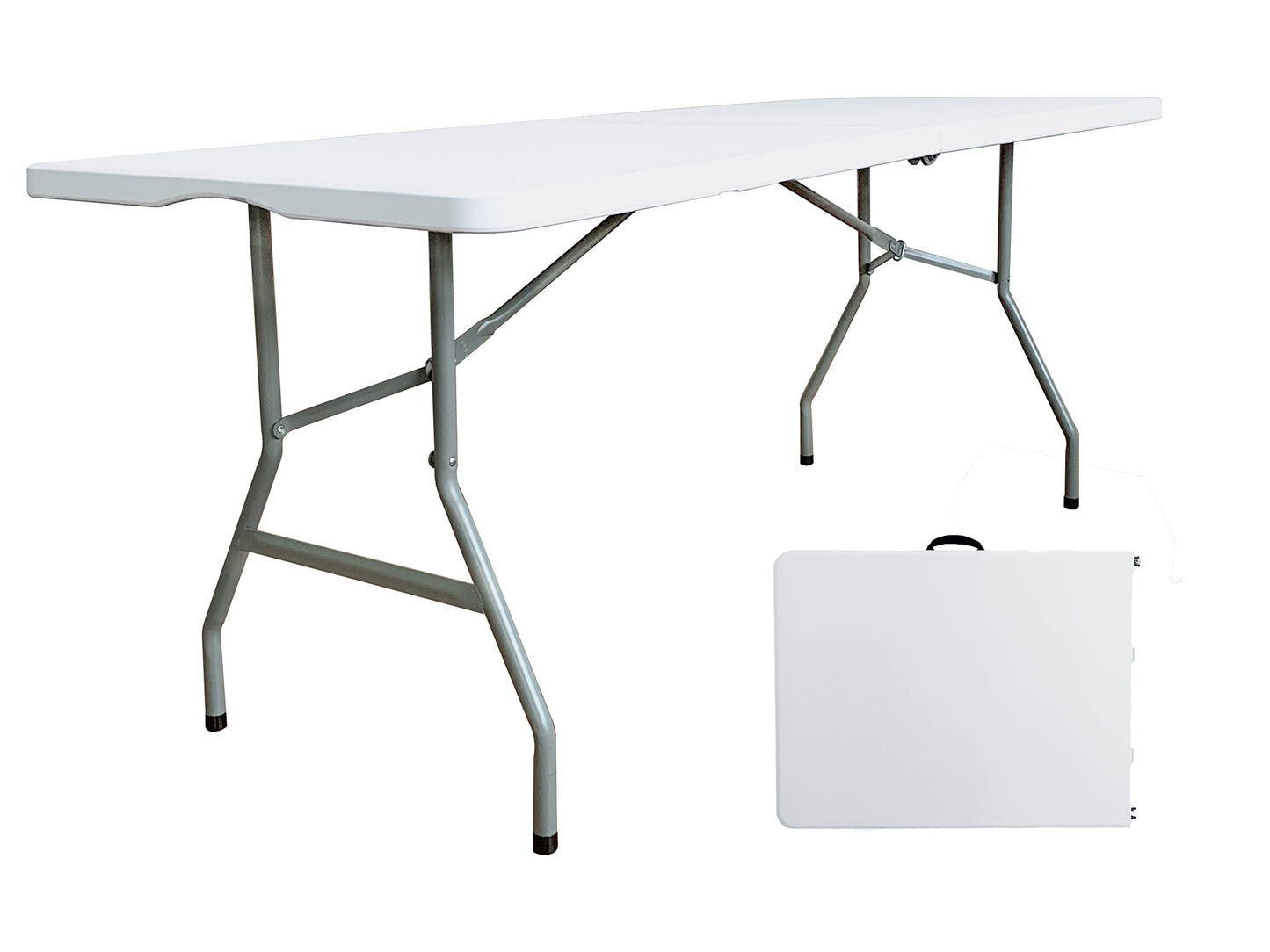 JingPieCle 6ft Folding Table - Heavy Duty Plastic Portable Picnic Table with Handle, 330lb Capacity, Indoor Outdoor Utility Table for Parties, Camping, Dining