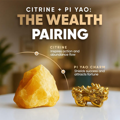 Conscious Items The Ultimate Wealth Bracelet, Citrine Crystal & Pixiu Bracelet for Prosperity & Protection, Abundance Manifesting Bracelets with Prosperity Stone, Wealth Amulet for Men & Women