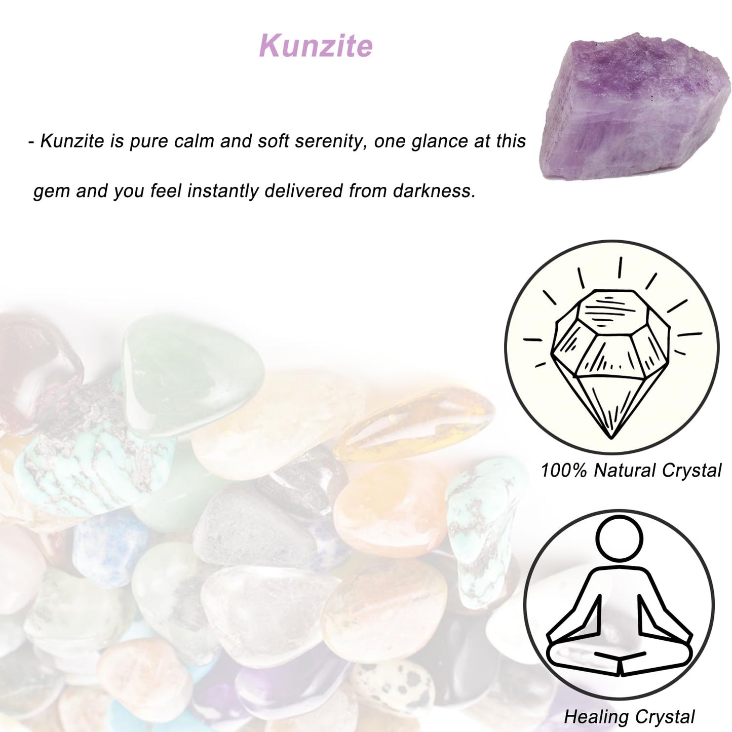Erliway 1.25-2" Natural Kunzite Raw Stone and Healing Crystals, Rough Stone for Tumbling, Cabbing, Fountain Rocks, Decoration, Raw Crystal and Healing Stones for Polishing, Wicca & Reiki