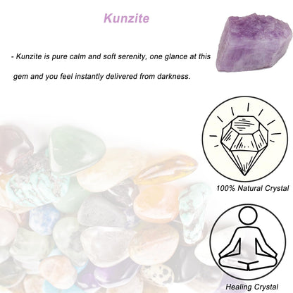 Erliway 1.25-2" Natural Kunzite Raw Stone and Healing Crystals, Rough Stone for Tumbling, Cabbing, Fountain Rocks, Decoration, Raw Crystal and Healing Stones for Polishing, Wicca & Reiki