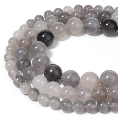35pcs 10mm Natural Cloudy Quartz Crystal Gemstone Beads Energy Healing Crystal Round Loose Stone Beads for Jewelry Making, DIY Bracelets Necklaces