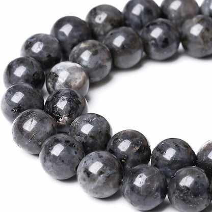 10mm Natural Larvikite Black Labradorite Gemstone Round Loose Beads for Jewelry Making (36-38pcs/strand)