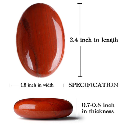 MAIBAOTA 2.4" Large Red Jasper Crystals Stone Polished Palm Stone Healing Crystals 0.7" Thick Natural Reiki Gemstone Worry Stone Energy Balancing Anxiety Stress Relief Meditation 1 Pc