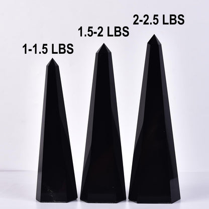 SMOHEAL Black Obsidian Large Crystal Tower Natural Healing Crystal Point Wand Obelisk for Reiki Meditation Crystal Grid Decoration 1-1.5 LBS