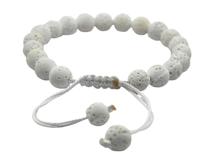 Amazing Gemstone White Lava Bracelet for Women Men's Gifts - Protection Healing Crystal Bracelet - 8mm Gemstone Beaded Adjustable Bracelet