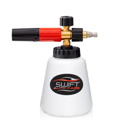 Swift Premium Foam Cannon for Pressure Washer – Heavy Duty Foam Sprayer for Car Wash | ¼ Inch Quick Connector | Adjustable Wide Mouth for Extra Thick Snow Foam | Holds 1 Liter of Soap!
