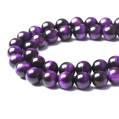 45PCS 8MM AAA Purple Tiger Eye Stone Beads Natural Gemstone Bead Crystal Healing Energy Jewelry Making DIY 15 inches