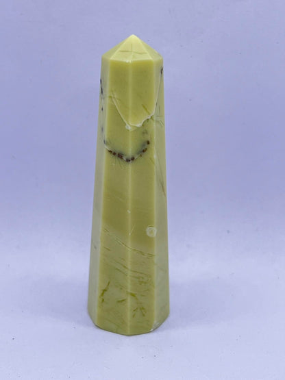 WholesaleGemShop 3 Inch Gemstones SERPENTINE Obelisk Tower Jumbo Facet Aura Rock Crystal Natural Polished Earth Wand Spirit