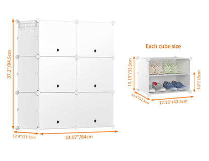 HOMIDEC Shoe Rack, 6 Tier Shoe Storage Cabinet 24 Pair Plastic Shoe Shelves Organizer for Closet Hallway Bedroom Entryway