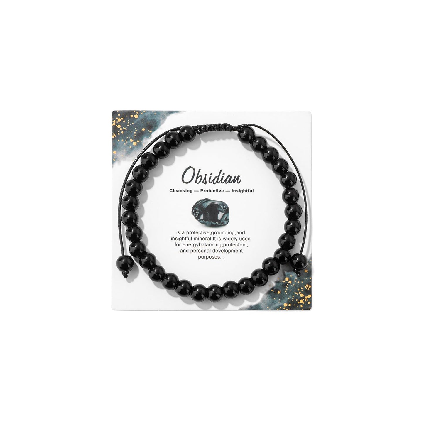 Black Obsidian Bracelet for Women Men-6MM Feng Shui Black Obsidian Beaded Wealth Bracelet Healing Crystal Birthday Gifts