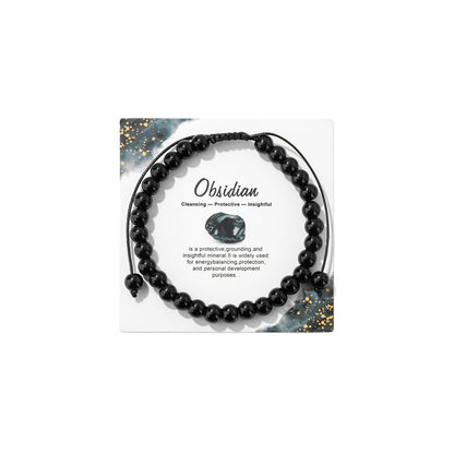 Black Obsidian Bracelet for Women Men-6MM Feng Shui Black Obsidian Beaded Wealth Bracelet Healing Crystal Birthday Gifts