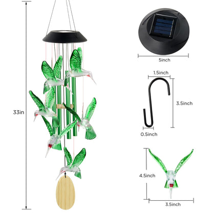 Hummingbird Solar Wind Chimes Outdoor, Father Gift, Birthday Gifts for Mother,Husband,Stepdad,Women,Grandma,Daughter,Aunt,Friend,Wife,Sister. dad and mom Gardening Gifts, Yard Decor