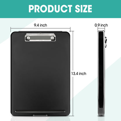 7 Pack Clipboard with Storage, High Capacity Storage Clipboard 8.5 x 11 with Pen Holder, Letter / A4 Size, Inner Plastic Folder Attached for Teacher Office Home, Size 13.4 x 9.4 x 0.9 in, Black