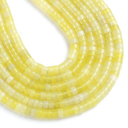 150pcs 2x4mm Natural Lemon Jades Stone Tube Shape Beads Loose Flat Round Cylinder Flat Spacer Green Stone Beads for Bracelet Earrings Jewelry Making