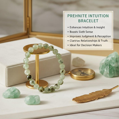 The Vida Handmade AAA+ Quality Crystal Stretch Elastic Bracelet - Nature Gemstone - Jewelry Gift - Holiday Gift - For Women & Men (Prehnite)
