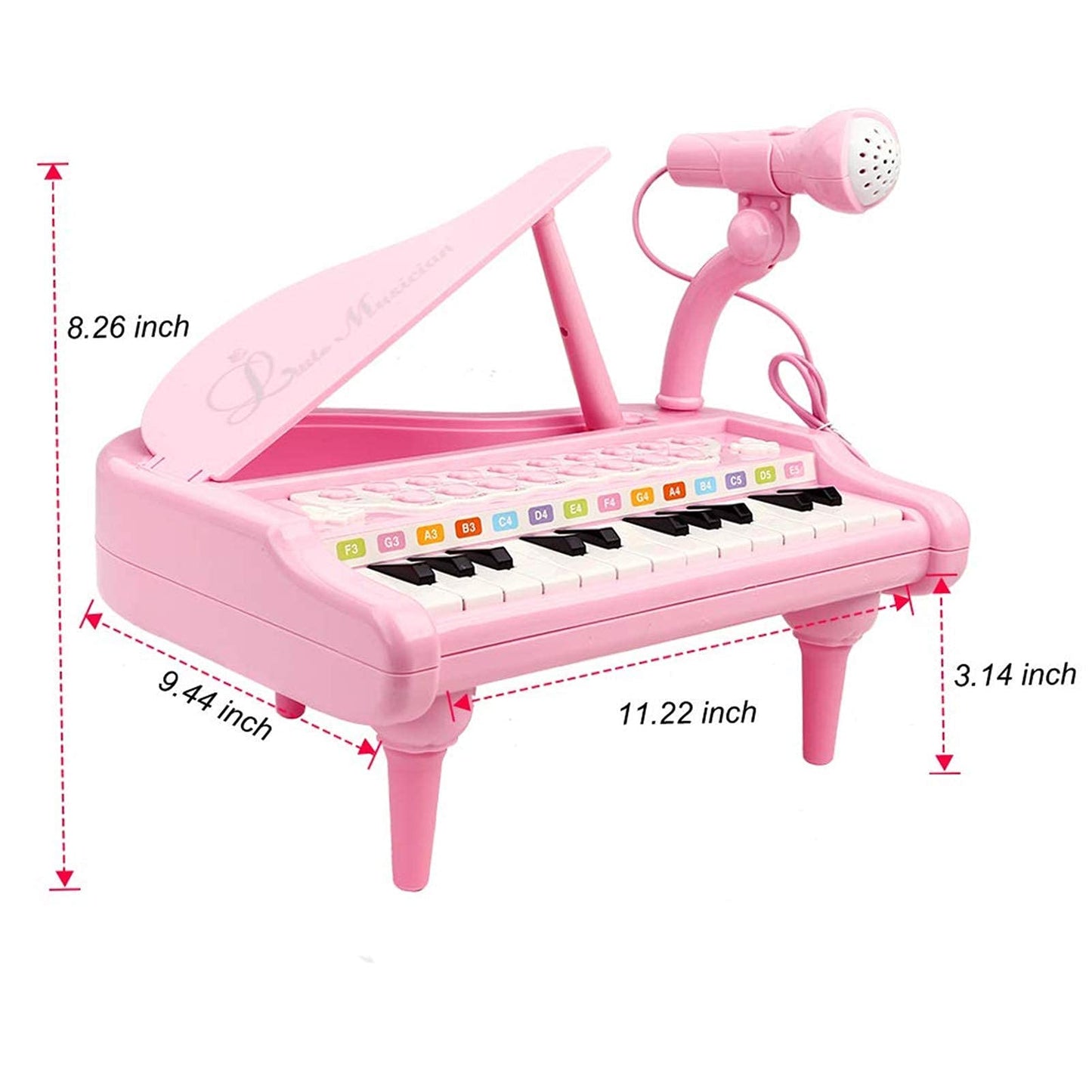 24 Keys Pink Piano Toy with Microphone and 49 Keys Keyboard Toy Piano for 2 Years Old Girls Gift