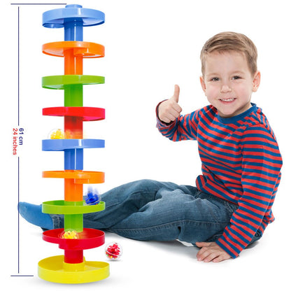 WEofferwhatYOUwant Ball Drop Toy – 14-Piece Expandable STEM Tower Set for Toddlers 9M+ | DIY Bridge, 1.8" Rattle Balls, Stackable Ramps | Safe, Durable Polypropylene | Interactive & Imaginative Play