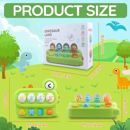 Baby Pop-Up Toy, Educational Animal Playset for Toddlers, Cause and Effect Learning, Fine Motor Skills Development, Portable Travel Toy with Engaging Buttons, Perfect for Infants and Toddlers (Green)