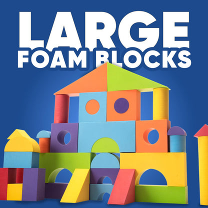 Set of 34 Large Foam Blocks for Toddlers - Stacking Soft Blocks for Kids with Shapes & Colors Learning - Construction Building Preschool Toys - Soft Toy for Daycare Toddlers 3-5 & Above