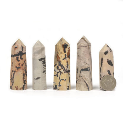 Large Chinese Painting Jasper Gemstone Crystal Pointed Hexagonal Tower Reiki Chakra Faceted Prism Wand Stone Home Decor