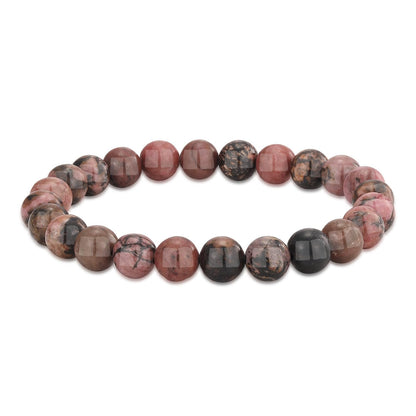 Crystal Vibe Rhodolite Crystal Bracelet for Love and Balance - 8mm Beaded Bracelet for Emotional Healing, Positivity and Protection -Chakra Bracelets Gifts for Women Men - Adjustable Size