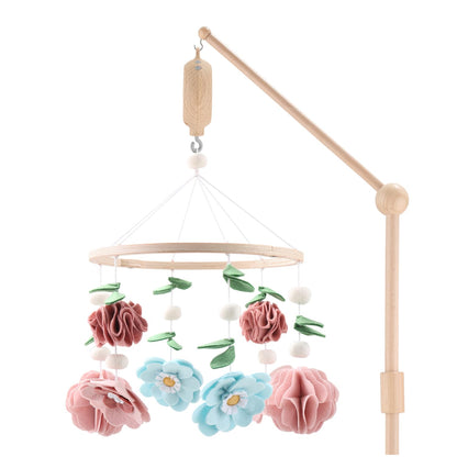 The Peanutshell Crib Mobile for Girls - Wooden Musical Baby Crib Mobile with 12 Lullabies, Wildflower Baby Floral Nursery Decor