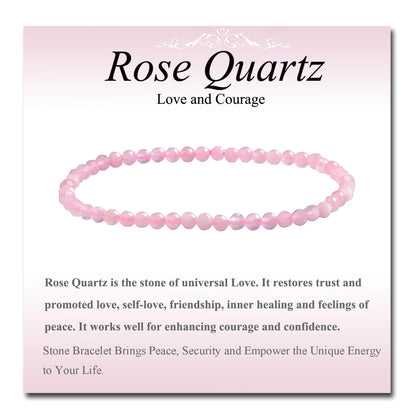 MASSIVE BEADS Natural Genuine Gemstone Beads Healing Crystal Chakra Reiki Jewelry Faceted Round Beads Bracelets (Rose Quartz, 3mm)