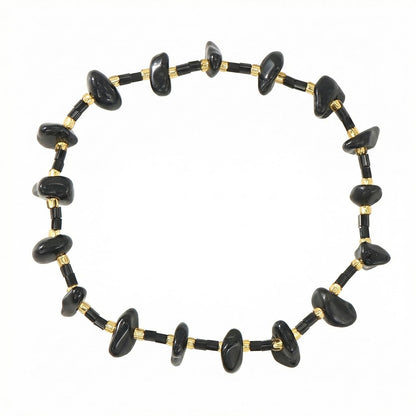 SHINUS BOHO Healing Natural Crystal Beaded Stretch Bracelet for Women,Handmade Boho Irregular Hematite Energy Stones Grounding Protection Strength Bracelet Summer Beach Fashion Jewelry Gift Friendship