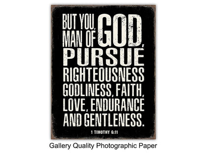 Christian Wall Art - Religious Wall Decor- Christian Gifts for Men - Motivational Quotes Scripture - Man cave Decor - Positive Quotes Wall Art - Inspirational Office Décor Print