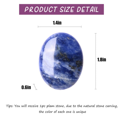 WHAL&YUNE Palm Stone Healing Crystals Worry Stone Natural Polished Stone for Meditation Energy Balancing Therapy Hot Massage Gifts -1.7 inches (Sodalite 1PC)