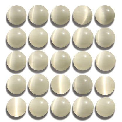 NITOPUPU 100Pcs 8mm Natural Smooth White Cat Eye Beads Round Loose Gemstone Stone Beads for Jewerly Making with Crystal Stretch Cord