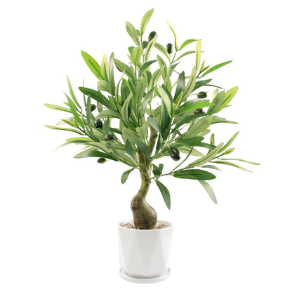 Abyjifar 20" Artificial Olive Tree with Pot, Faux Green Potted Plants Indoor Fake Greenery Olive Branches Stems in Pot for Tabletop Desk Office Kitchen Living Room Bedroom Bathroom Home Decor
