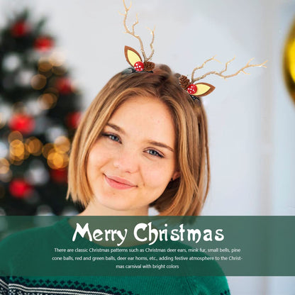 Bartosi LED Light Christmas Hair Clips Reindeer Antlers Xmas Hairpins Hair Barrettes Cute Head Pieces Hair Accessories for Women (Pack of 2)