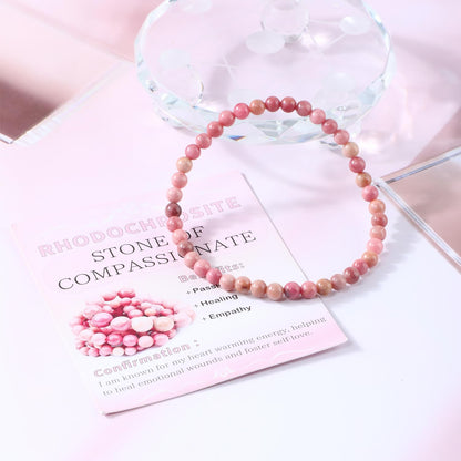 Bymitel 4mm Rhodochrosite - Handmade Reiki Gem Stretch Bracelet, Natural Beauty & Spiritual Essence, Crystal Healing for Unisex Adults