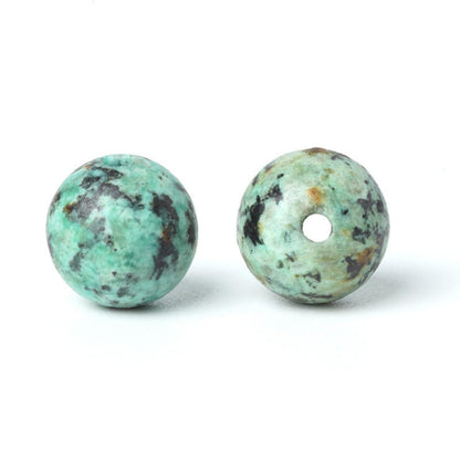 100Pcs Natural Stone 8mm African Turquoise Round Loose Gemstone Energy Healing Beads Hole Size 1mm DIY Smooth Beads for Bracelet Necklace Earrings Jewelry Making
