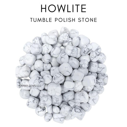 Karma Gems 1lb Howlite Tumbled Stones - Polished Stones for Positive Energy - Crystal Kit for Fresh Mind & Restful Sleep - Healing Stone for Chakra Balancing - Ideal for Gift & Home Decor (15-25 Mm)